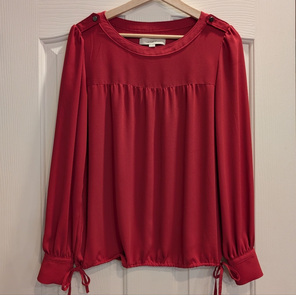 Loft Long Sleeve Red Blouse Size Extra Small